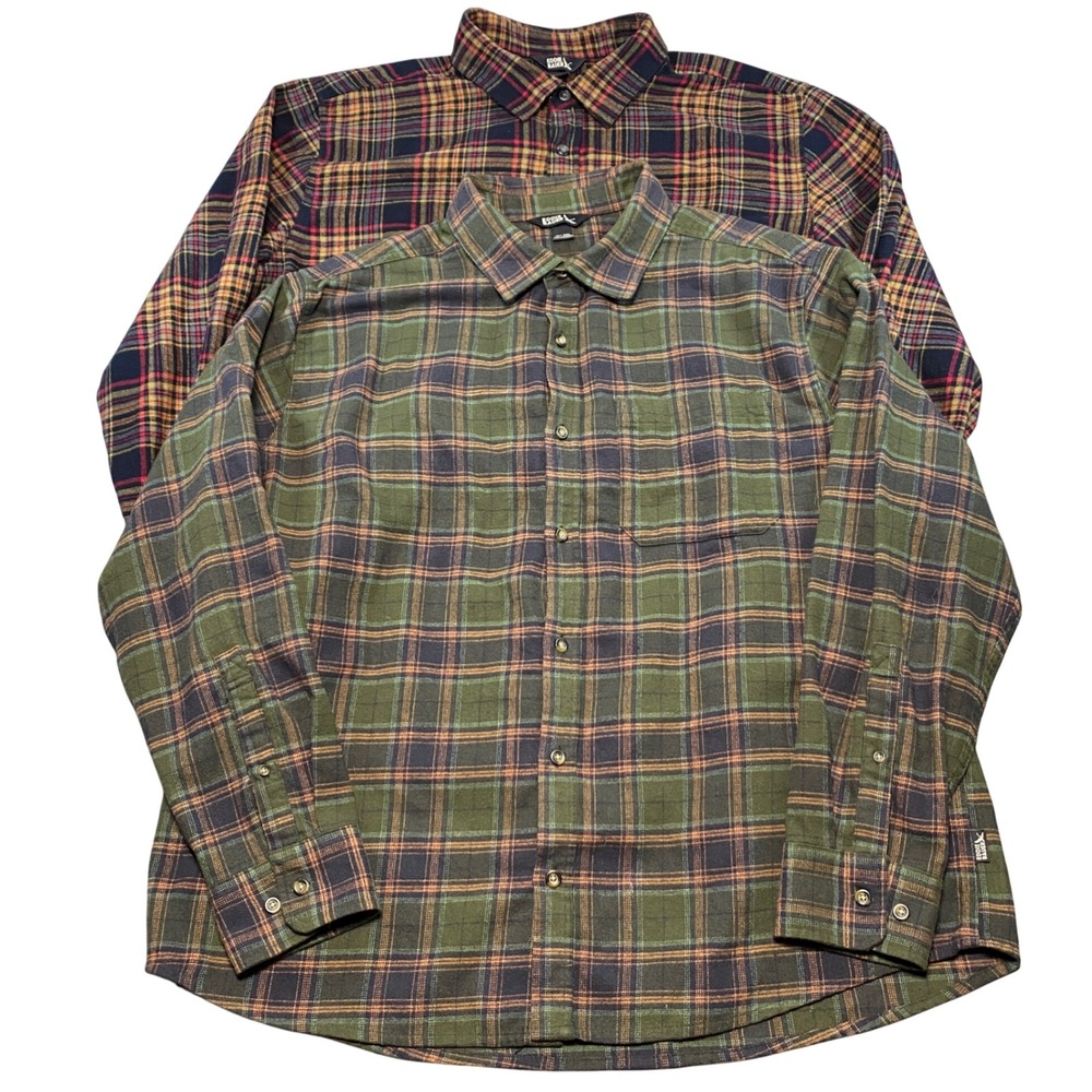 Eddie Bauer Mens XXL Plaid Flannel Button Down Shirts‎ 2 Pack Green Red